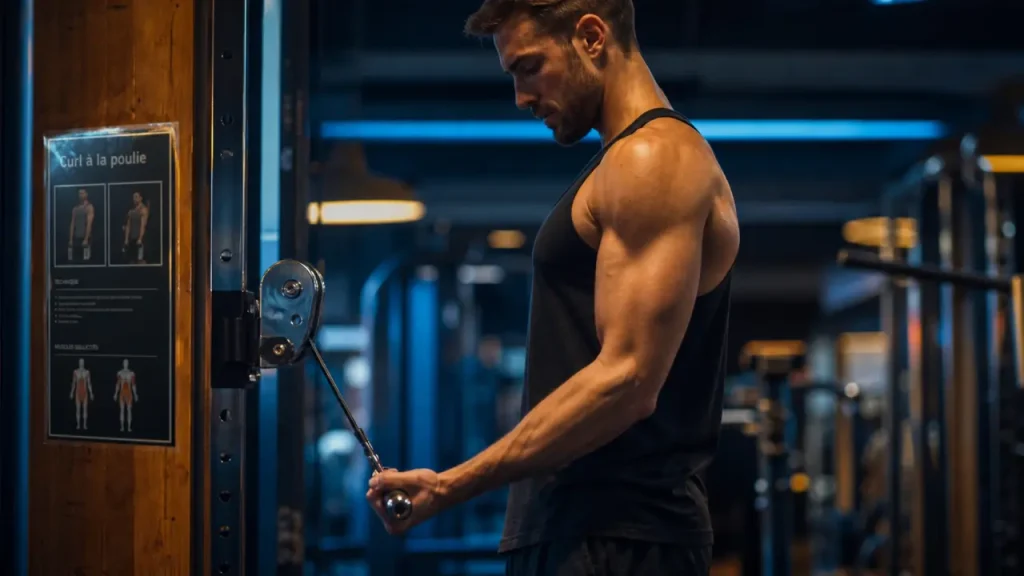 Poulie biceps : 4 variantes, tension continue et erreurs à éviter
