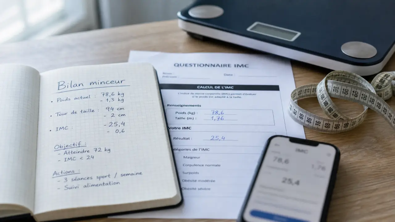 Programme de perte de poids gratuit : bilan IMC sur table