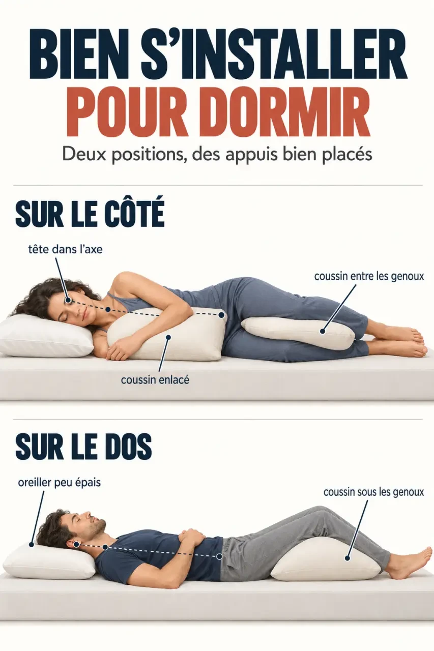 Placement des coussins pour améliorer la meilleure position pour dormir