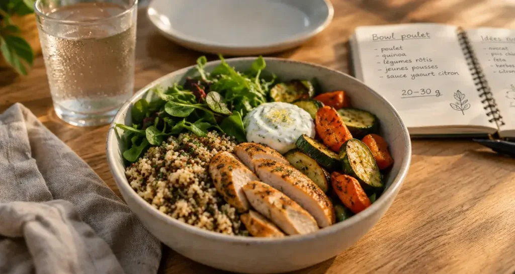 Un repas protéiné vise 20 à 30 g pour mieux tenir entre les repas